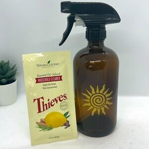 Thieves Household Cleaner + 16oz Amber Glass Spray Bottle NWOT